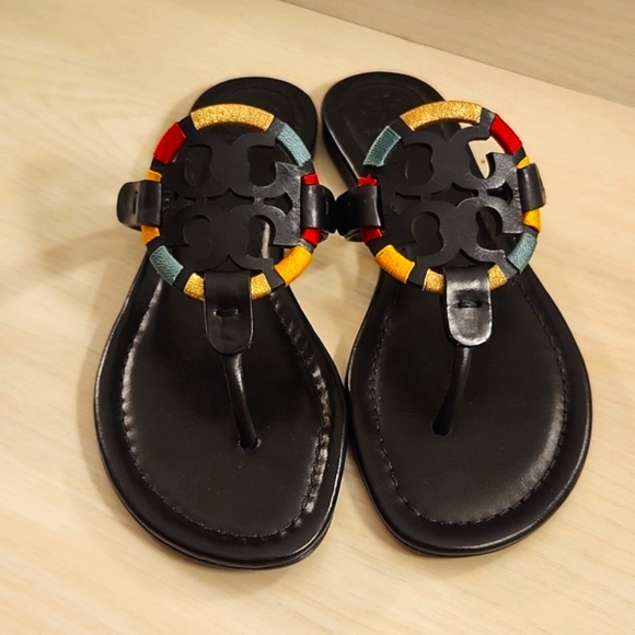 ●NEW●RARE●Miller Embroidered Sandal in Black and Multi Color Thread - Picture 6 of 13